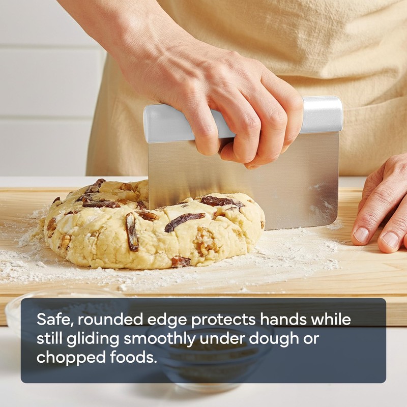 Misen Stainless Steel Bench Scraper - Versatile Food Scraper with
