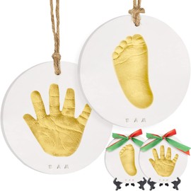 Kit de huellas de manos y pies para bebé Niñas, Niños - Kit personalizado de adornos de Navidad de primer año del bebé, regalos de Navidad para bebés recién nacidos para nueva mamá, lindos regalos de