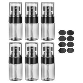 uxcell 6Pcs Small Spray Bottles, 30ml/1 oz Travel Size Spray Bottle Fine Mist Empty Refillable Travel Containers with Labels for Perfume Cosmetic Essential Oil (Black/Clear)