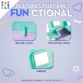 Caboodles Pretty in Petite Makeup Box, Two-Tone Periwinkle on Pink, Hard Plastic Organizer Box, 2 Swivel Trays, Fashion Mirror, Secure Latch for Safe Travel