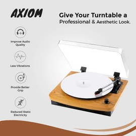 Axiom Home White Acrylic Turntable Mat,11.75 Platter Slipmat for 12" Vinyl Record Players, Antistatic, Noise-Reducing Design for Enhanced Sound Quality and Tighter Bass, Turntable mat for Vinyl Records