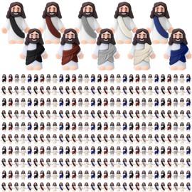Bememo 300 Pcs Little Jesus Figures Bulk Original Design Mini Pocket Jesus Toys Rubber Figurine to Hide and Seek Religious Party Favors Sunday School Craft Baptism Gifts(Retro Color)