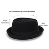 Porkpie Men's Flat Top Hat Black Wool Hat with Ribbon