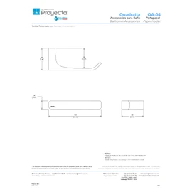 HELVEX Porta Papel para Baño o Portarrollos Linea Quadratta Proyecta QA-04 Acabado Cromo