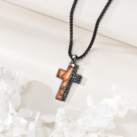 HUKKUN Basketball Cross Necklace 925 Sterling Silver Basketball Chain for Men Bible Verse I CAN DO All Things Inspirational Jewelry for Men