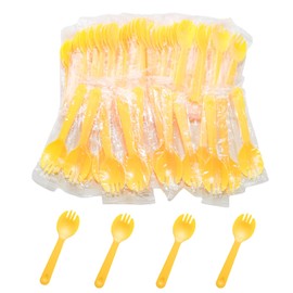 Lilaly 100 pcs Sporks Disposable Plastic Sporks Great for School Lunch, Picnics or Restaurant and Party Supply(Orange)