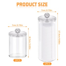 3 Pack Cotton Pad Dispenser Organiser Set, Acrylic Bathroom Container with Lid, Cotton Buds and Cotton Pads Storage Box, Bathroom Cotton Buds and Swabs, Bedroom Storage