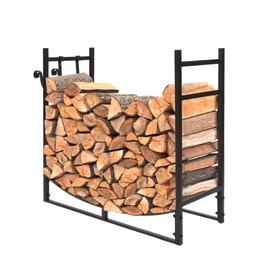JOCESTYL Firewood Rack with Kindling Holder Storage Log Holder, Indoor or Outdoor Fireplace Log Rack for Wood Storage (30" x 33")