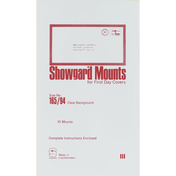 Showgard Stamp Mounts Clear Background Precut Size 165/94 First Day