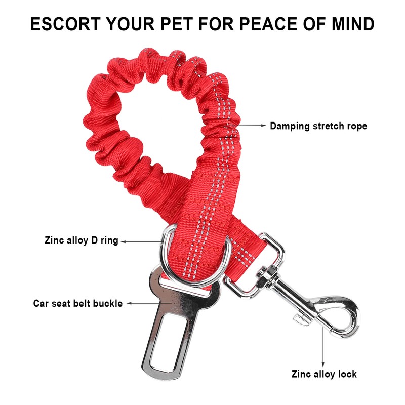 2pcs Pets Car Seat Belt Retractable Dog Leash Explosionproof Nylon