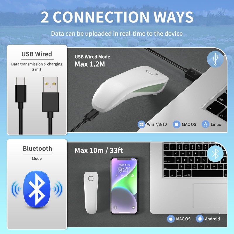 NETUM Bluetooth Pet Microchip Scanner Portable Wireless RFID EMID Microchip