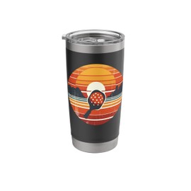 Retro Sunset Pickle Ball Paddle Pickleball Player Stainless Steel Insulated Tumbler