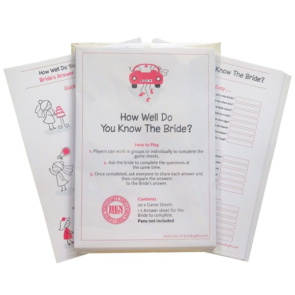 SMILE GIFTS UK How Well Do You Know The Bride?
