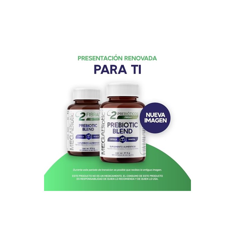 MegaBiotic Prebiotic Blend, Prebióticos 120 cápsulas 1130mg por porción