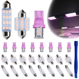 24 PCS Interior Led Dome Lights for Cars, 194 T10 DE3175 578 31mm 42mm Bombillas Led Para Carro, Alla Lighting for Car Map License Plate Door Side Marker Cornering Trunk Light (Purple)