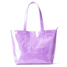 KALIDI PVC Zipper Tote Bag, Kraft Paper Beach Bag Large Hobo Carry All Travel Shopping Handbag Plastic Shoulder Bag Violet
