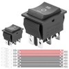 2-Pack Momentary Rocker Toggle Switch with Wire, (ON)/Off/(ON) DPDT 6Pin