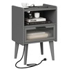 MMEOLUOOK Nightstand with Charging Station, Bedside Tables Grey End Table