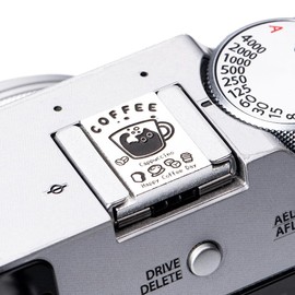 Coffee and Cat Camera Protective Hot Shoe Cover for FUJI X100VI X100V X-HALF X-M5 X-T5 X-T4 X-T3 X-E4 X-E5 X-T50 X-T30 X-T30II X-S20 X-S10 (Aluminum Alloy - Hot Shoe Cover 01)