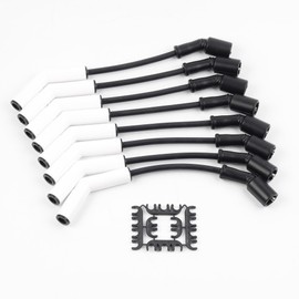 Dasbecan 9070C Spark Plug Wire Extreme 9000 Ceramic Boot Compatible with GM LS3 LS4 LS7 Engines(Black White, 8pcs)