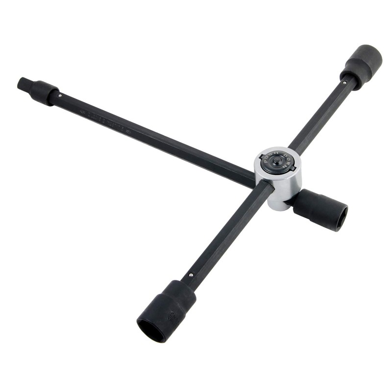 RockTrix 14" 4-Way Adjustable Sliding Cross Lug Wrench for Tire