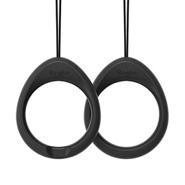Ringke Finger Ring Strap Silicone Smartphone Grip Lanyard Holder [2 Pack] with Anti-Slip Mount Function Compatible with Phone Cases, Keys, Cameras, and More - Black