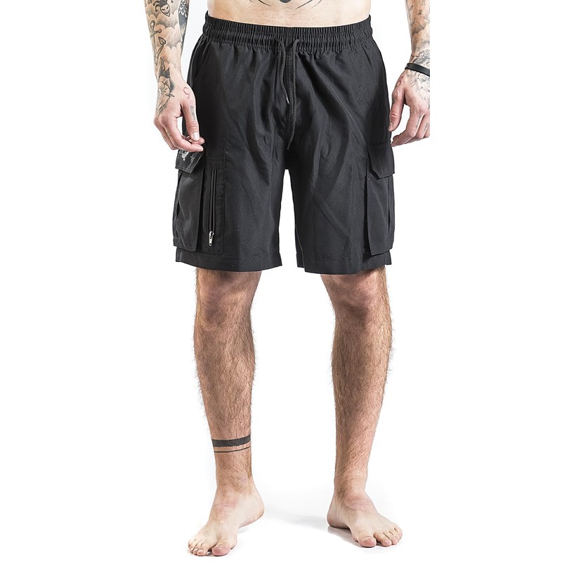 Black Premium by EMP Mens Black Swimming Trunks with Mesh