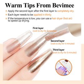 Bevimee Glitter Nail Polish Quick Dry 12ML, Shimmer Champagne Gold Glitter Sparkly Shine Holographic Varnish Nail Polish Natural Nail Art for Beginner-1PC