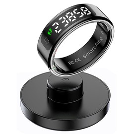 Yeforu Smart Ring Health Fitness Tracker Ring with Screen Data Display Heart Rate Monitor Sleep Tracking Exercise Tracker Smart Rings for Android iOS Phones Wireless Charging