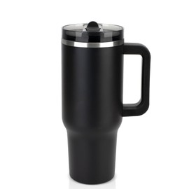 Sursip 40oz Tumbler with Handle & Straw, Insulated Stainless Steel Water Bottle for Travel, Gym, Office, Leakproof Flip Straw Lid, Built-in Straw, Cup Holder Compatible, Reusable & BPA-Free Cold/Hot