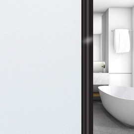 Privacy Blackout Window Glass Film No Glue（17.5 in x 6.56 Ft White ）, Opaque Frosted Window Tint for Home, UV Blocking Heat Control Static Cling Non Adhesive for Bathroom Office Living Room