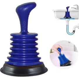 Sink Plunger with Ergonomic Grip, Drain Unblocker Tool, Toilet Plungers for Unblocking, Mini Sink Plunger Unblocker, Unclogs Drains with Ease, Blue