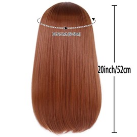 20 Inch Long Straight Ginger Brown Wig for Women Natural Middle Kim Cosplay