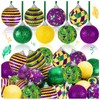 16Pcs Mardi Gras Ball Ornaments, Shatterproof Mardi Gras Decoration Tree