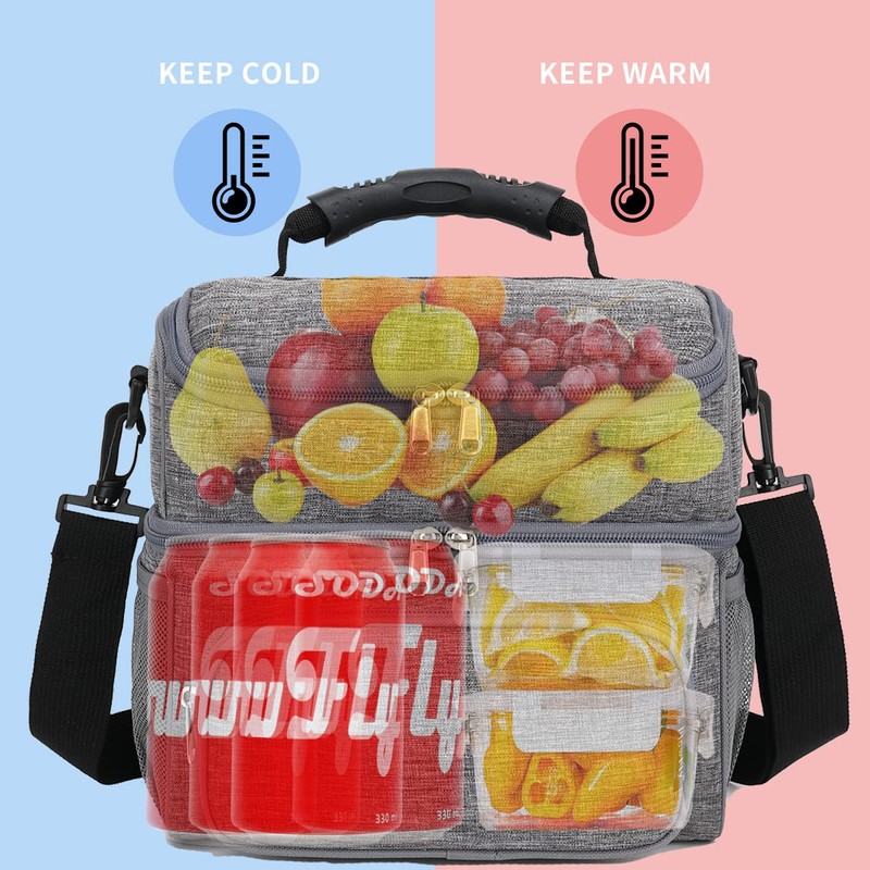 FlowFly Double Layer Cooler Insulated Lunch Bag Adult Lunch Box