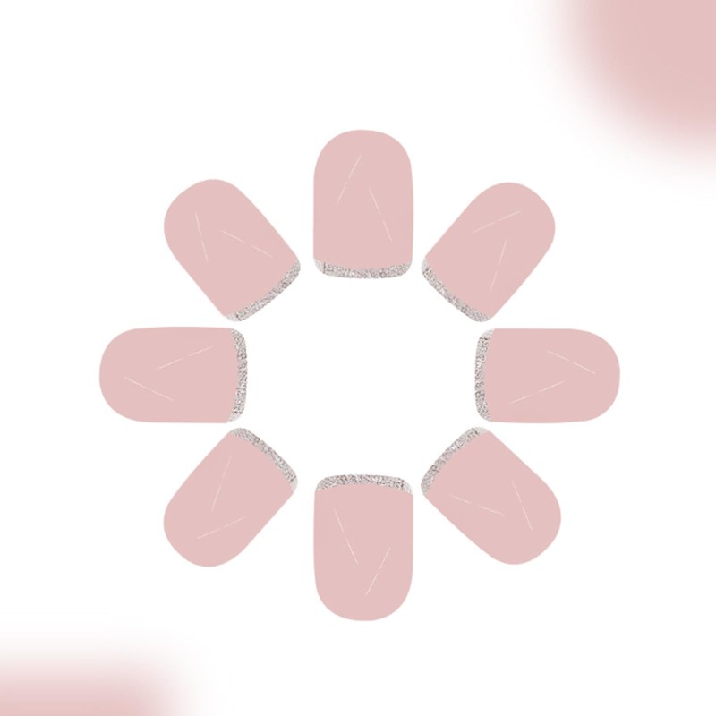 Hkanlre Gold French Short Fake Square Nails Tips Press on