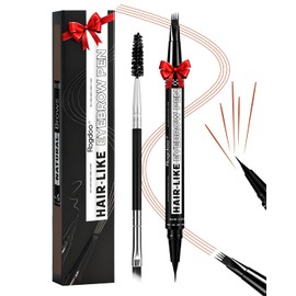 Rogdoo Eyebrow Pen-2-in-1 Dual-Ended Waterproof Eye Brow Pencils for Women with 4-Fork-Tip & Precise Brush-Tip for Natural Hair Like Strokes,Last All-Day,with Eyebrow Spoolie Brush,Brown