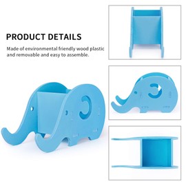 MOKANI Desk Supplies Organiser, Cute Elephant Pencil Holder Multifunctional Office Accessories Desk Decoration with Cell Phone Stand Office Supplies Desk Decor Organiser Christmas Gifts, Blue