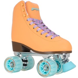Lenexa Savanna Roller Skates for Ladies - Indoor/Outdoor Quad Skates for Women and Girls (Orange, Ladies 4)