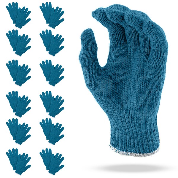 ABC Blue Gray String Knit Work Gloves, 9 Inch. Pack