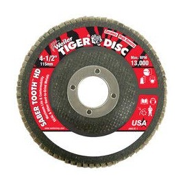 WEILER Saber Tooth Non-Woven Type 27 Ceramic Flap DISC - 80 GRIT - Medium - 4 1/2 in Diameter - 7/8 in Center Hole - 50132