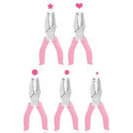 UCEC 5 Pack Metal Handheld Paper Punchers Single-Hole Tag Punch Set, 1/4" Small Hole Puncher Shapes for Crafting with Circle Heart Star Tiny Hole Punch for DIY Craft Tags Clothing Ticket