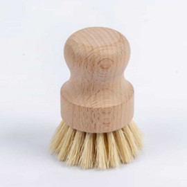 Wooden Abalone & Vegetable Cleaning Brush, Sink Scrubber, Dishwashing Mini Brush 02 Wooden Cleaning Brush - Beige 2ea