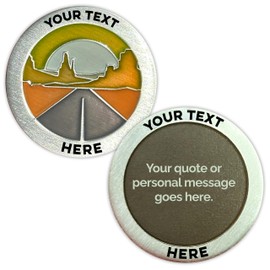 Personalizable Color Sobriety Token | Customizable Chips & Medallions | Antique Silver Finish (Desert Road)