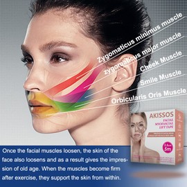 Face Tape - Akissos 2 Rolls Wrinkle Tape, Facial Myofascial Lift Tape, Kinesiology Tape for Face, Face Lift Tape Anti Wrinkle Patches Forehead and Between Eyes 2.5cm Wide