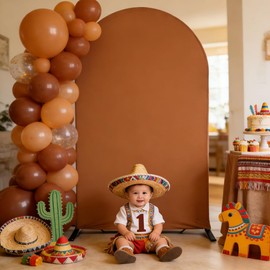 Mexican Fiesta Cielito Lindo Stretch Arch Cover Backdrop for Wedding Bridal Shower Baby Shower Birthday Party Terracotta Orange Decoration (G-3859,7.2FT (7.2x4ft))