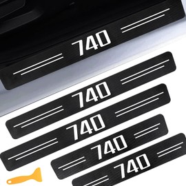 CHIYLE Door Sill Protectors for 7-Serie 740i, Carbon Fiber Leather Front/Rear Door Sill Sticker for 7-Serie 740i Accessores 2016-2025(White)