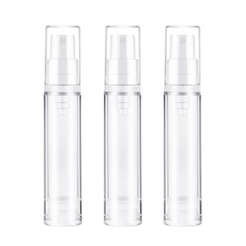 Juxiamal 3pcs Empty Airless Pump Bottles Refillable Clear Travel Lotion Compact Vacuum Press Pump Bottle Cream Cosmetic Container for DIY Foundation, Gel, Lotion, Moisturiser - 10ml