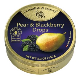Cavendish & Harvey | Pear and Blackberry Hard Candy Drops | 5.3 Ounce Tins - 12 Pack