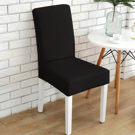 Newthinking Stretch Chair Covers for Dining Room, High Back Dining Chair Covers, Removable and Washable Full Wrap Elastic Chair Cover for Hotel, Wedding, Kitchen, Dining Room (Black, 4 Pack)